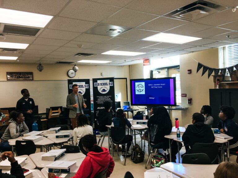 Students in a classroom at the High School 9:12 academic boot camp